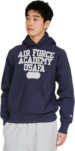 Толстовка с капюшоном Champion с длинными рукавами, флисовая подкладка, графический принт, технология Reverse Weave (R), модель C3-C116, мужская, темно-синий