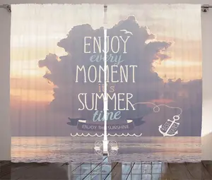 Летняя штора в деревенском стиле ABAKUHAUS, Dream Words, Summertime Art, универсальные ленточные шторы для гостиной с петлями и крючками, 280 x 225 см, цвет оранжевый и слоновая кость Abakuhaus