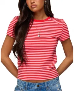 Полосатая футболка с изображением Несси Edikted, красный