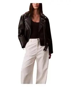 Байкерская куртка из искусственной кожи с металлическими деталями. Calvin Klein Jeans, черный