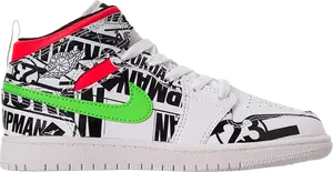 Кроссовки Air Jordan 1 Mid PS All Over Logos, белый