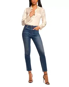 Узкие джинсы Harlow с высокой посадкой, средний оттенок. Ramy Brook, синий