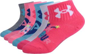Under Armour детские носки Essential Quarter, набор, Neon Pink