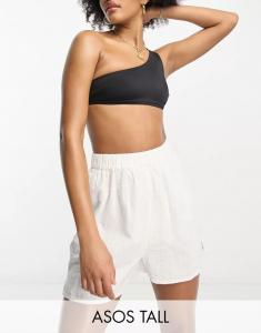 Белые структурированные пляжные шорты ASOS DESIGN Tall