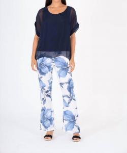 Короткий рукав, трикотажный топ в темно-синем цвете Made in Italy