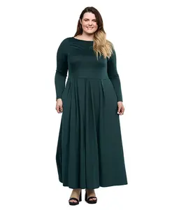 Платье миди с длинным рукавом и расклешенной юбкой Plus Size 24seven Comfort Apparel, зеленый