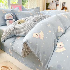 Yalu Комплект постельного белья из 3 предметов (пододеяльник 150х200 см), L Puff Puppy, гребенной хлопок