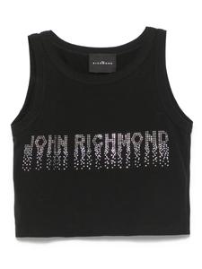 John Richmond Junior топ с логотипом из страз, черный