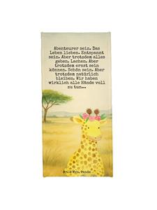 Mr. & Mrs. Panda Банное полотенце с изображением цветочного венка из жирафов и надписью песочного цвета