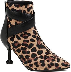 Женские элегантные ботильоны VOKLIN с острым носком, задней молнией и каблуком-стилетто, короткие праздничные ботинки, Apricot/Leopard-Velvet Lined