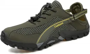 Мужские водонепроницаемые кроссовки для походов, для прогулок по тропам и речного туризма, быстро сохнущие амфибийные обувь для рыбалки, пляжа, плавания и повседневной носки Qacksv, зеленый