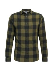 Клетчатая рубашка JACK & JONES Regular fit Button Up Shirt Gingham, оливковый