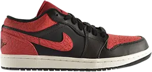 Кроссовки Air Jordan 1 Retro Low Bred, черно-красный