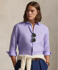 Мужская классическая льняная рубашка Polo Ralph Lauren, фиолетовый