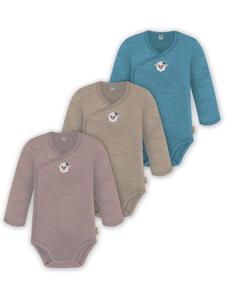 Normani Outdoor Sports Набор из 3 детских боди с длинными рукавами из мериносовой шерсти, синего, бежевого и розового цветов