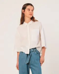 Женская рубашка с коротким рукавом и круглым вырезом Indi & Cold, белый