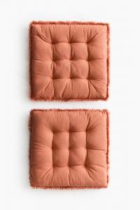 Подушка на стул H&M Chair Containing Linen, 38x38 см, 2 штуки, оранжевый