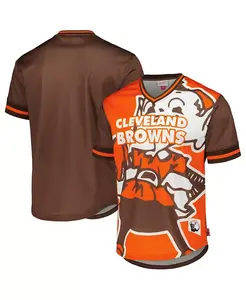 Мужская футболка с V-образным вырезом Cleveland Browns Jumbotron 3.0 Mesh оранжевого цвета Mitchell & Ness