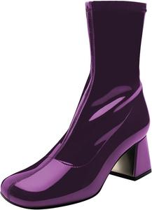 Женские современные ботильоны FSJ с квадратным носком, застежкой-молнией сбоку, массивным каблуком, средней голенью, эластичные короткие ботиночки, удобные туфли на низком каблуке, размеры US 4-16, Purple