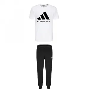 Adidas Тхэквондо Casual Спортивный костюм Unisex Белый Black+Black