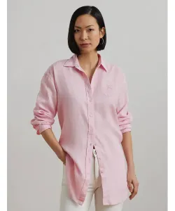 Льняная рубашка Oversize fit Lauren Ralph Lauren, розовый