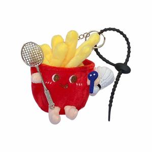 FULUOKANG Очаровательная кукла-талисман для исцеления в виде розовых картофелек фри для бадминтона, плюшевая, высота 11см