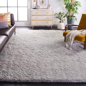 Ковер SAFAVIEH, 244 x 305 см, - коллекция Express Shag - большой - Silver, ручной работы, ультра-плюшевый толстый ворс, идеально для гостиной, спальни, столовой (SGE620C)