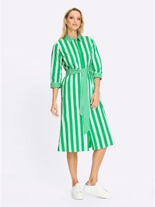 Платье-рубашка в травянисто-зеленых тонах с полосками экрю Heine