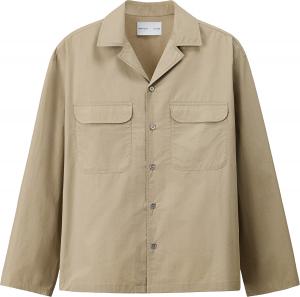 Рубашка H&M Atelier Loose-Fit Cotton Resort, зеленый хаки