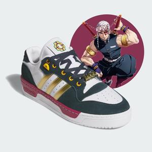 Кроссовки Adidas Rivalry Low x Demon Slayer, Tengen, белый/зеленый