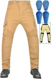 Всесезонные мотоциклетные джинсы с защитой CE, деним, усиленный арамидным волокном, унисекс, износостойкие мотоциклетные брюки с 4 защитными элементами, Brown