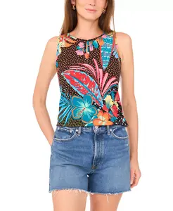 Женский топ без рукавов с принтом и вырезом-замочной скважиной Vince Camuto, черный