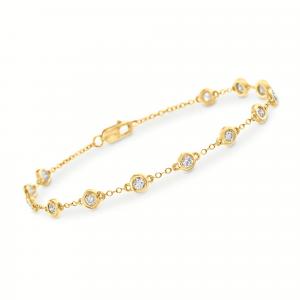 Браслет Ross-Simons Diamond Station из 14-каратного желтого золота Ross-Simons, 8 In