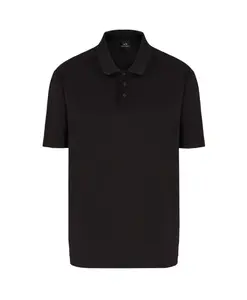 Черная хлопковая рубашка-поло с вышивкой Armani Exchange, черный