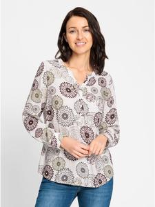 WITT WEIDEN Блузка с длинными рукавами, с принтом цвета экрю и бордо