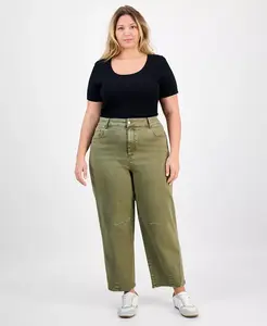 Модные джинсы Plus Size с высокой посадкой и бочкообразными штанинами And Now This, зеленый