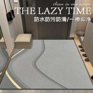 Budis Ковер 120х140 см из ПВХ, для прихожей, водонепроницаемый, моющийся, нескользящий, Leather-Gray Gold Strip