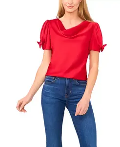 Женский топ с воротником-хомут и короткими рукавами CeCe, красный
