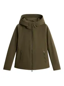 Пальто на молнии с капюшоном WOOLRICH, зеленый