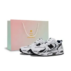 New Balance NB 530 амортизирующие и дышащие кроссовки для беска low top unisex silver white D width