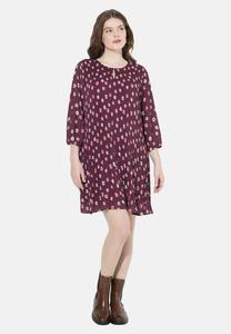Платье Ulla Popken PLEATED FLOWER PRINT 3/4 SLEEVE, Dark Claret/Berry