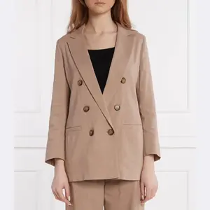 Льняной пиджак Alba прямого кроя Marella, бежевый