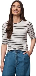 Женская футболка с рукавами четверть в полоску из бамбука Splendid, Oak Heather/Lead