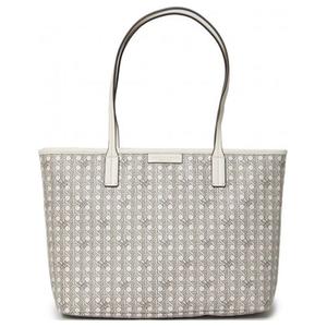 TORY BURCH Комбинированная сумка из лакированного полотна шоппер клатч наплечная малого размера для женщин цвет слоновая кость белый