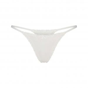 Трусы-стринги Skims Lightweight Cotton Pointelle Lace, белый