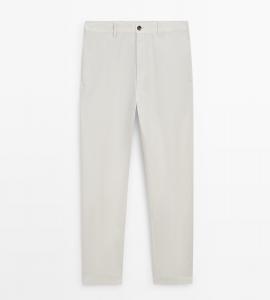 Брюки Massimo Dutti Cotton And Linen Tapered Fit, белый
