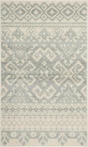 Ковер SAFAVIEH, 77 x 122 см, Adirondack Collection, Ivory & Slate, деревенский бохо-дизайн, не линяет и прост в уходе, идеален для помещений с высокой проходимостью: прихожая, гостиная, спальня (ADR107S)