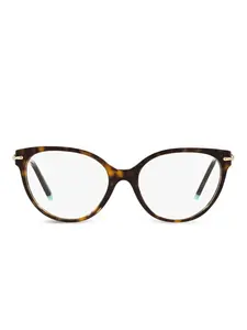 Очки в оправе 'кошачий глаз' черепаховой расцветки Tiffany & Co, коричневый