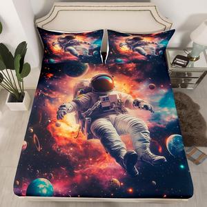 Erosebridal Детское постельное белье Astronaut с принтом космоса и планет для мальчиков и взрослых, Blue Grey