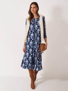 Платье-футляр Bea Floral Jersey Tea с вискозой LENZING ECOVERO Crew Clothing, Blue